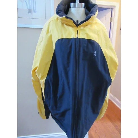 Nautica men reversible fleece lined winter coat jacket 2XLT blue yellow